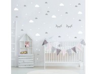 ADESIVO QUARTO DE BEBÊ NUVENS CÍLIOS E ESTRELAS