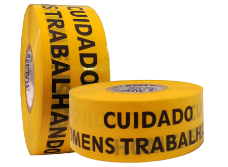  Fita Impressa para Isolamento de Área Impressão Cuidado Homens Trabalhando 7,6cm x 300m