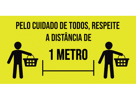 Adesivo para Piso - Pelo Cuidado de Todos Respeite a Distância de 1 Metro