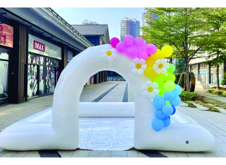 Pista inflável - Brinquedo inflável branco 4x4 metros - Pista de corrida Inflável