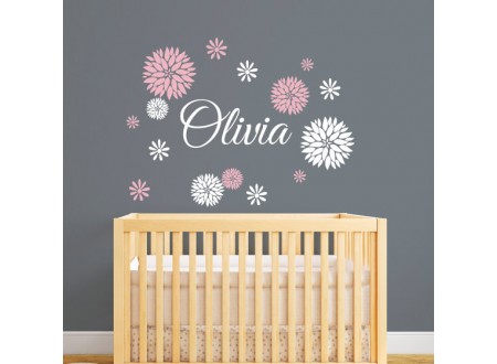 ADESIVO DE PAREDE PERSONALIZADO FLOR E NOME