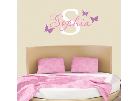 ADESIVO NOME PERSONALIZADO COM BORBOLETAS