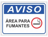 PLACA DE AVISO ÁREA PARA FUMANTES