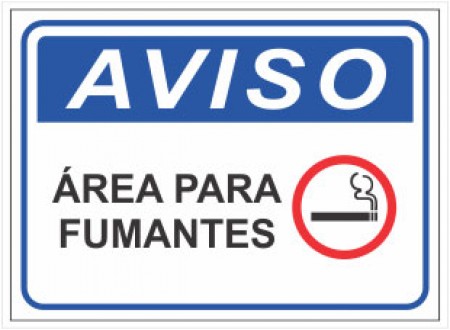 PLACA DE AVISO ÁREA PARA FUMANTES