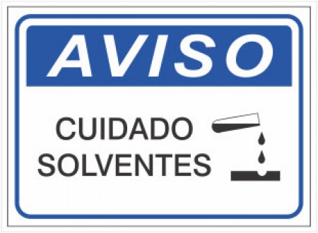 PLACA AVISO CUIDADO SOLVENTES