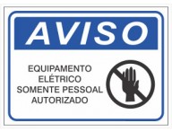 PLACA AVISO EQUIPAMENTO ELÉTRICO