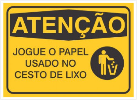 PLACA DE SINALIZAÇÃO PAPEL NO LIXO