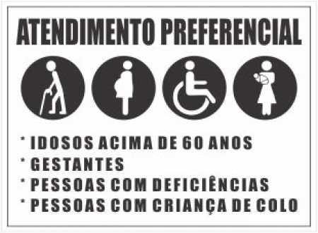 ADESIVO PLACA DE SINALIZAÇÃO ATENDIMENTO PREFERENCIAL