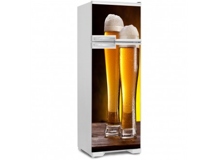 ADESIVO PARA PORTA DE GELADEIRA DE 02 PORTAS COPOS DE CERVEJA